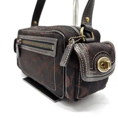 【美品】COACH  Y2K all brown signature canvas leather double turn lock design shoulder bag unisex コーチ ショルダーバッグ