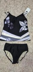 ブラック フラワー レディース 水着 セット 2点