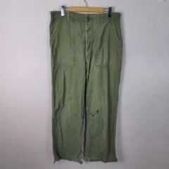 60s US ARMY ユーエスアーミー ベイカーパンツ コットンサテン オリーブ 34x31 メンズ 古着 ミリタリー アメカジのサムネイル