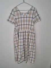女性用チェック柄 綿 ワンピース free