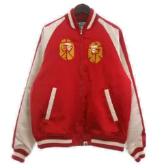 アベイシングエイプ A BATHING APE BAPE SOUVENIR JACKET スカジャン 長袖 東京 エイプヘッド 刺繍 赤 レッド Lのサムネイル