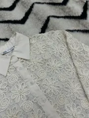 韓国S ZARA クロップド レース シャツ ジャケット / アイボリー