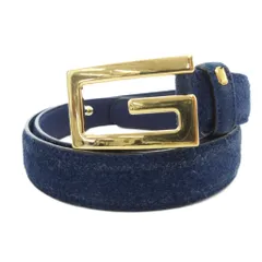 グッチ GUCCI スエードレザー Gバックル ベルト 青 ブルー /UO IBO86