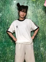 adidas(アディダス) 白 黒 3本線 リンガー 半袖 Tシャツ XL