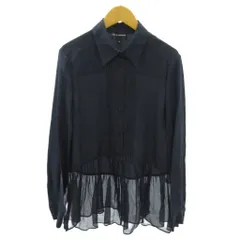 エンポリオアルマーニ EMPORIO ARMANI タグ付き シャツ ブラウス シアー シースルー 絹 シルク 長袖 40 紺 ネイビー 0306 IBO90のサムネイル