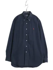 【お得なクーポン配布中!】 90s ラルフローレン 長袖 ボタンダウン シャツ メンズ L 古着 オールド ポロ 長袖シャツ コットン チノ ワイシャツ ワンポイント ネイビー