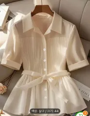 (新品)アプリコット リボン フリル 半袖ブラウス