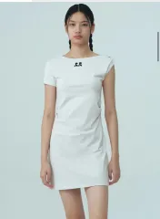 Rest & Recreation(レストアンドレクリエーション) 片方オフショルダー ワンピース ライトグレー色 出品