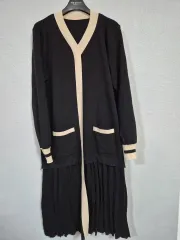 レーヨン バイカラー プリーツ ニットワンピース 66