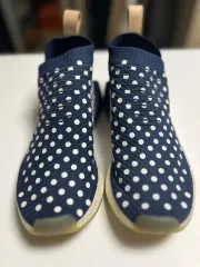 260 アディダス ブースター ソックス ランナー スニーカー ネイビー 白 ドット