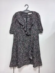 ビッグサイズ フリル ワンピース 黒