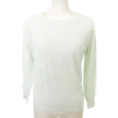 マイストラーダ Mystrada 美品 ニット 長袖 レース 花柄 クルーネック 薄手 38 約Mサイズ 緑 グリーン ■YHS7