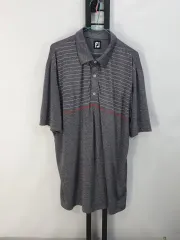 FootJoy(フットジョイ) 半袖 襟付きTシャツ ポロシャツ ストライプ チャコール グレー xxl