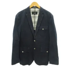 バーバリーブラックレーベル BURBERRY BLACK LABEL テーラードジャケット ブレザー 裏地 ノバチェック 銀釦 L 紺 ネイビー 0309