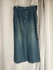 ヴィンテージ エンブロイダリー マーメイド デニム ロング丈スカート