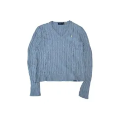 POLO RALPH LAUREN ポロラルフローレン ケーブルVネックニット スカイブルー