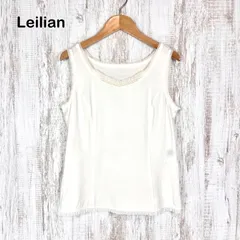 Leilian レリアン ビーズ チュールフリル タンクトップ ホワイト レディース ノースリーブ トップスのサムネイル