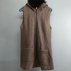 フー ド ニット ロング ベスト 80 85 サイズ 秋 冬 85381