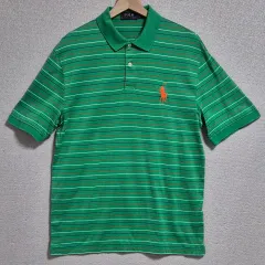 M （ 95 ） POLO RALPH LAUREN(ポロラルフローレン) 緑 ストライプ PK 半袖Tシャツ