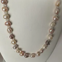 淡水本真珠★スワロスキー★パールネックレス★ビーズ入り★ハンドメイド★ファッション★デザイン★ネックレス