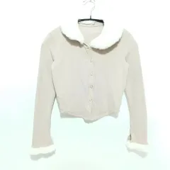 ファー カラー クロップド カーディガン L_M0131