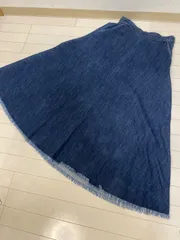 CIAOPANIC TYPY デニム フレアスカート M ミモレ丈 フリンジ 裾カットオフ