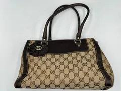 ★美品★GUCCI グッチ トートバッグ 190247 ハンドバッグ インターロッキング キャンバス レザー フラワー★GG★