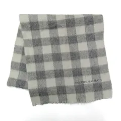 ピエールバルマン マフラー カシミヤ ストール チェック柄 ブランド メンズ レディース グレー PIERRE BALMAIN 【中古】のサムネイル