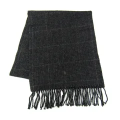 ポロ・ラルフローレン マフラー カシミヤ チェック柄 ポニー刺繍 イギリス製 ブランド メンズ グレー POLO RALPH LAUREN 【中古】