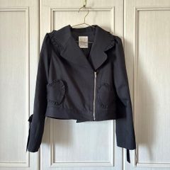 42 シークレットハニー secret honey ハート ライダース ジャケット 2 M 黒 ブラック BLACK クロ くろ お呼ばれ デート オフィスカジュアル 食事会 長袖 リボン heart