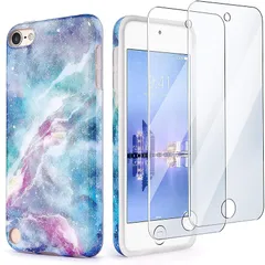 【新品】 iPod Touch 第 7 世代ケース、2 スクリーンプロテクター付き、IDweel iPod Touch 6 iPod 5 ケース、スリム FIT アンチスクラッチフレキシブルソフト TPU バンパー保護ケース 2019 年リリース、ブルーフ 1