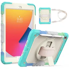 【新品】 iPad 9世代 8世代 ケース iPad 7世代 ケース iPad 10.2 ケース カバー 2021/2019/2020 TSQQST ペンホルダー Pencil収納 360度 回転 耐衝撃 縦置き ハンドホルダー スタンド 防塵 肩掛けー  0