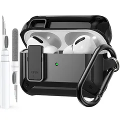 【新品】 Olytop Airpods Pro 2/1 Gen ケースカバー ロック付き (2019/2022/2023)、Airpod Pro 第2世代/第1世代用頑丈なロックケース 耐衝撃アーマー 保護スキン Apple iPod Pro用 - ブラッ 1
