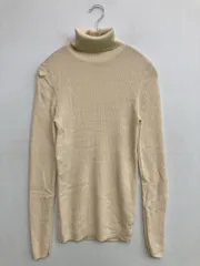 無印良品 ムジルシリョウヒン ニット/セーター M アイボリー コットン ウール・ニット 無地 ミドル丈 長袖 タートルネック/ハイネック