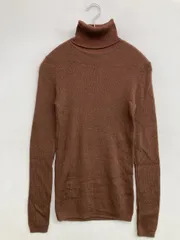 無印良品 ムジルシリョウヒン ニット/セーター M ブラウン ウール・ニット コットン 無地 ミドル丈 長袖 タートルネック/ハイネック