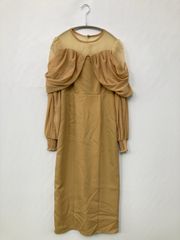 RUIRUE BOUTIQUE ルイルエブティック ドレス M ベージュ 無地 長袖 ミモレ・半端丈 フレア