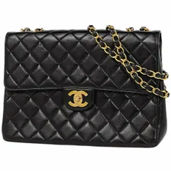 シャネル CHANEL デカ マトラッセ シングルフラップ チェーン ショルダーバッグ ココマーク Ｗチェーン ショルダーバッグ レザー ブラック レディース 【中古】