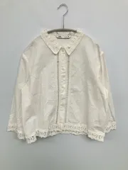ZARA ザラ シャツ/ブラウス USA L ホワイト コットン 無地 レース ミドル丈 長袖 レギュラーカラー