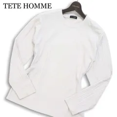 TETE HOMME テットオム 通年★ 長袖 ジャガード 幾何学柄 総柄 長袖 カットソー ロンTシャツ Sz.L メンズ 灰 グレーのサムネイル