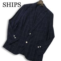 美品 シップス テーラードジャケット リネン ネイビー M 春用 夏用