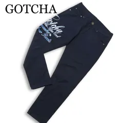 GOTCHA ガッチャ 通年 ロゴ刺繍★ ストレッチ テーパード ワーク パンツ Sz.M メンズ 紺 ネイビー サーフのサムネイル