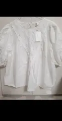 H&M 白 刺繍レースブラウス