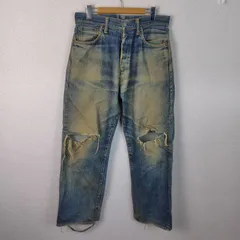 EVISU エヴィス デニムパンツ ダメージ加工 インディゴ 33x35サイズ メンズ 古着 アメカジ ストリート