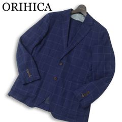 ORIHICA オリヒカ 春夏★ コンフォート ウィンドウペン チェック テーラード ジャケット ブレザー Sz.L メンズ 紺 ネイビー