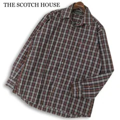 美品★ THE SCOTCH HOUSE スコッチハウス 通年 ロゴ刺繍★ 長袖 チェック シャツ Sz.L メンズ