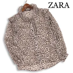 ZARA ザラ 通年★ 長袖 フリル シフォン レオパード 総柄 ブラウス Sz.M レディース