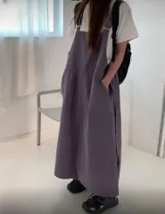 ロングキャミソール コットンサスペンダー ルーズフィット 夏 レイヤード オーバーサイズ ONE PIECE