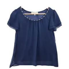 ROPE PICNIC ネイビー キュービック パフ ブラウス 38 ポリエステル