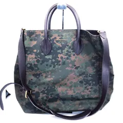 【美品】BURBERRY バーバリー／迷彩 カモフラージュ 2way トートバッグ／プローサム レザー・キャンバス／カモフラ・グリーン・ブラックのサムネイル