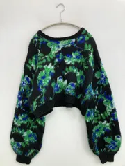 apres jour mignon アプレジュールミニョン ニット/セーター F グリーン ニット 花柄・ボタニカル柄 ショート丈 長袖 クルーネック(丸首)